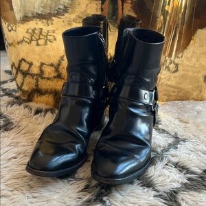 Saint Laurent Black Leather Ankle Boots
